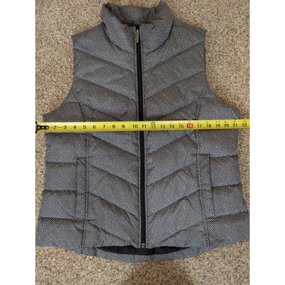 Lands End Womens Large 14-16 Down Filled Puffer Vest Black White Houndstooth EUC - Picture 6 of 7